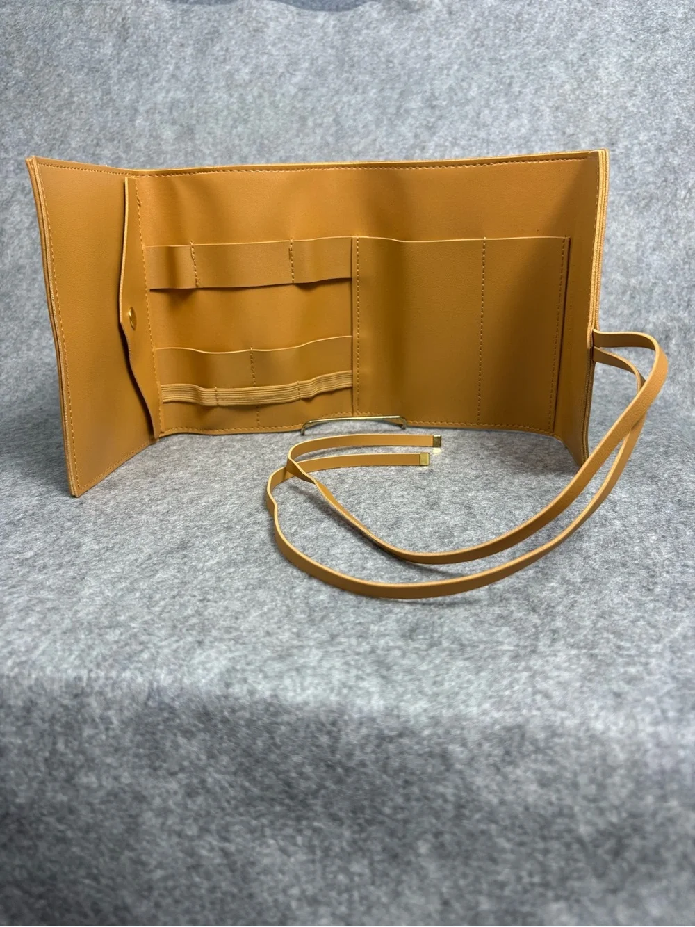 Glass Ladder & Co Camel Vegan Leather Travel Jewelry Organizer Roll